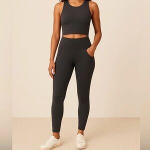 NEW PACT Size Small Leggings Full Length Organic Cotton Side Pockets Gray Gym